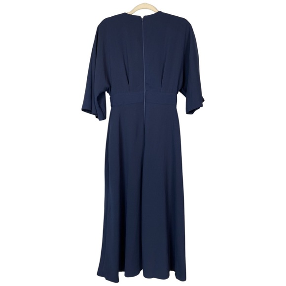 ASOS Design Plunge Neck Midi Dress Wedding Office Capsule Wardrobe Cottagecore - Picture 3 of 7